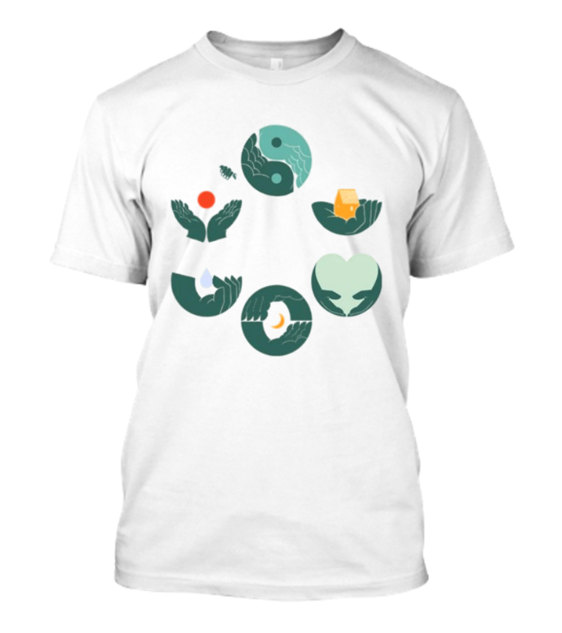 Tors Store Yin Yang Elements Hands Nature T-Shirt
