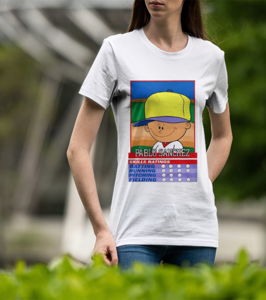 Trending Pablo Sanchez Skills Ratings Card Batting Running Pitching Fielding T-Shirt