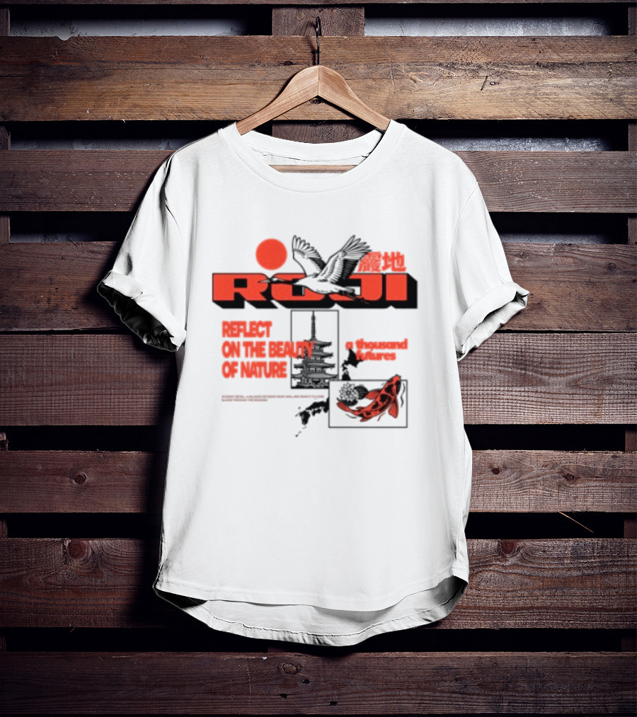 Unik Clothing Store Roji White Reflect On The Beauty Of Nature A Thousand Futures Koi Birds T-Shirt