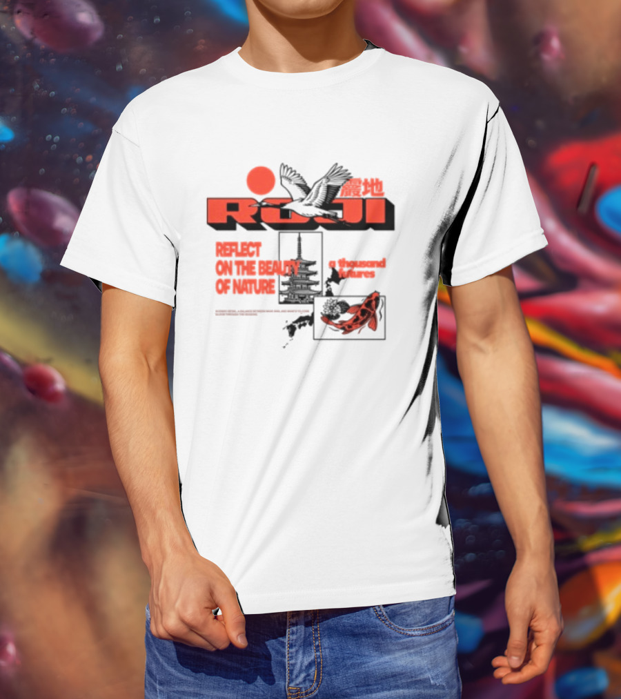 Unik Clothing Store Roji White Reflect On The Beauty Of Nature A Thousand Futures Koi Birds T-Shirt