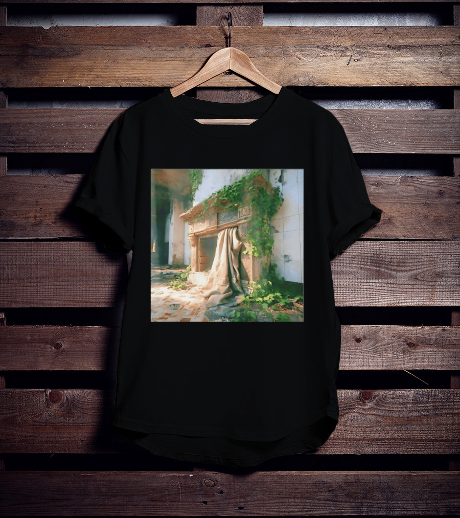 Abandoned Fireplace With Overgrown Ivy And Ruins Ambience T-Shirt