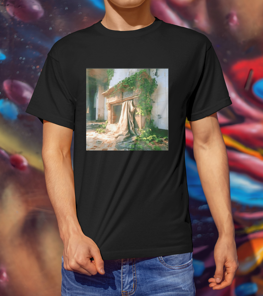 Abandoned Fireplace With Overgrown Ivy And Ruins Ambience T-Shirt