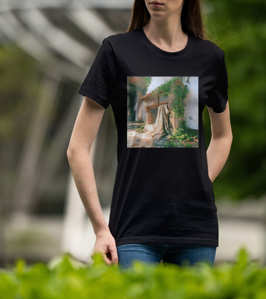 Abandoned Fireplace With Overgrown Ivy And Ruins Ambience T-Shirt