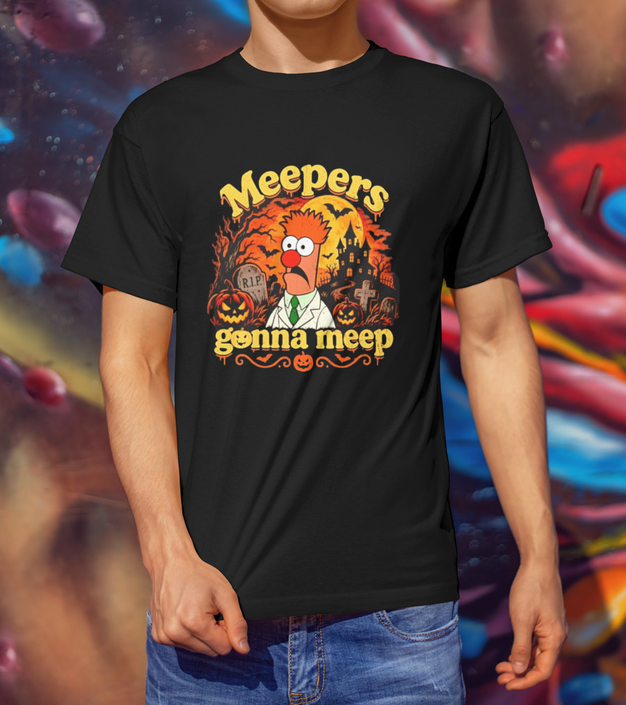 Meepers Gonna Meep Halloween The Muppets Beaker Spooky Scene T-Shirt