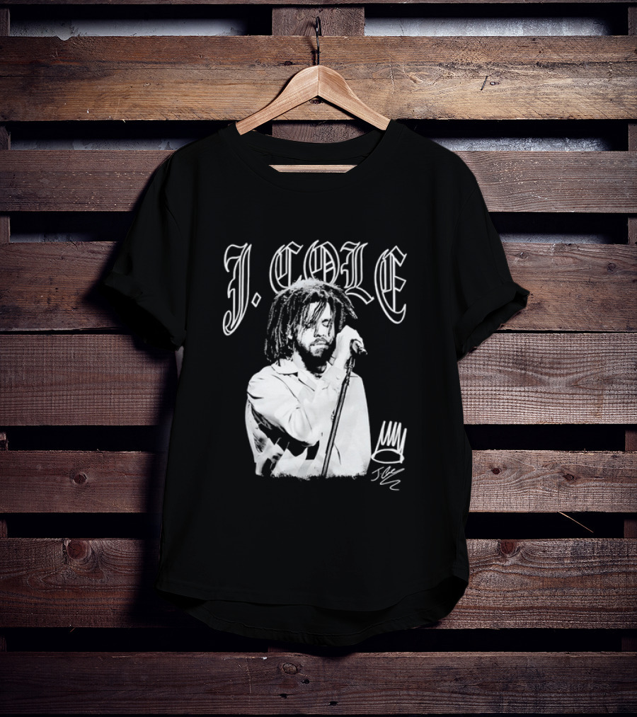 J Cole Dreamville Hip Hop Portrait Style Microphone T-Shirt