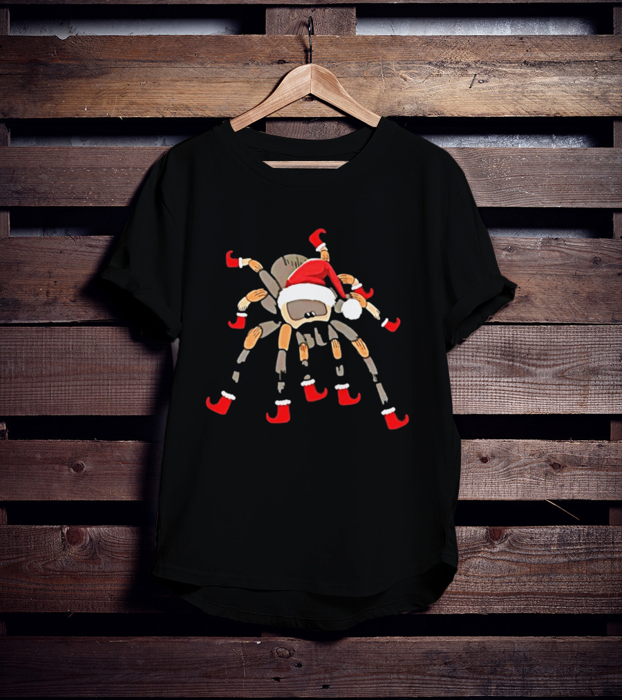 Classic Christmas Tarantula With Santa Hat And Festive Boots T-Shirt
