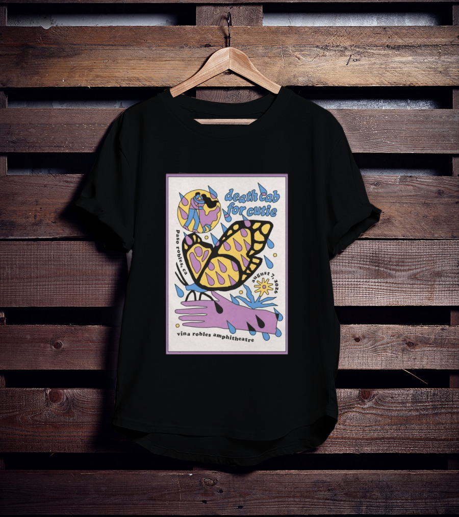 Death Cab For Cutie Paso Robles Vina Robles Amphitheatre August 7 2026 Butterfly T-Shirt