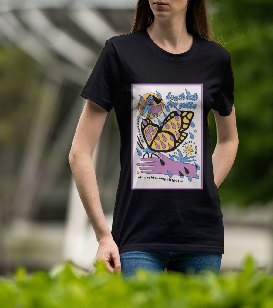 Death Cab For Cutie Paso Robles Vina Robles Amphitheatre August 7 2026 Butterfly T-Shirt