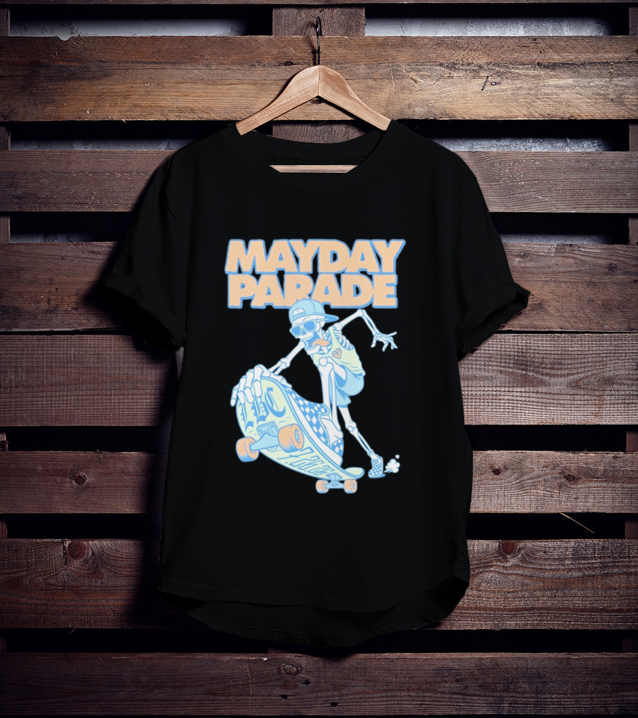 Mayday Parade Skeleton Skater With LBC 72626 Board T-Shirt