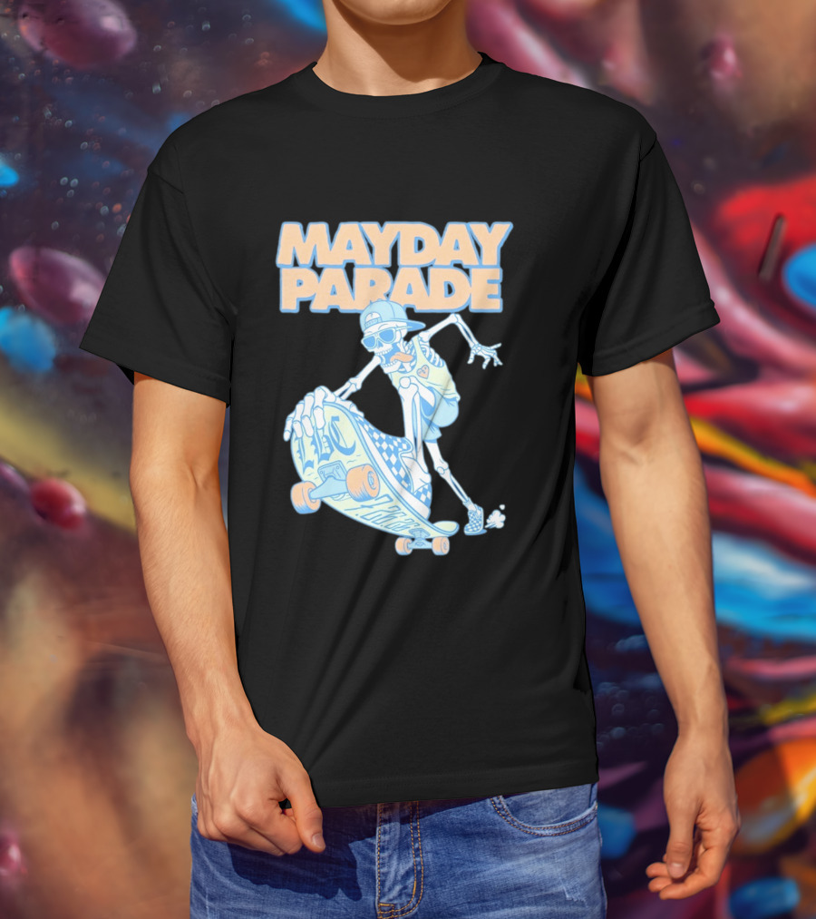 Mayday Parade Skeleton Skater With LBC 72626 Board T-Shirt