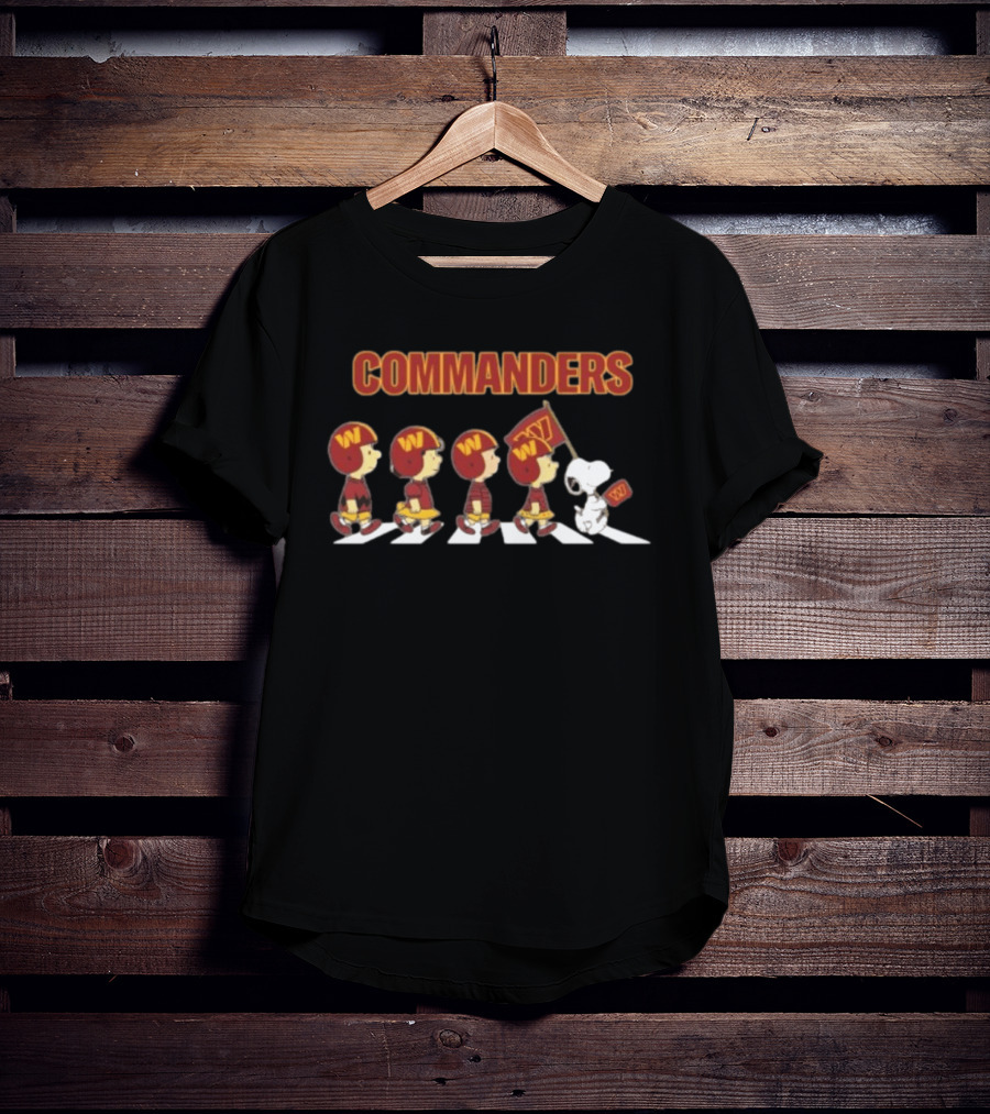 Peanuts Characters Marching On Abbey Road With Washington Commanders T-Shirt
