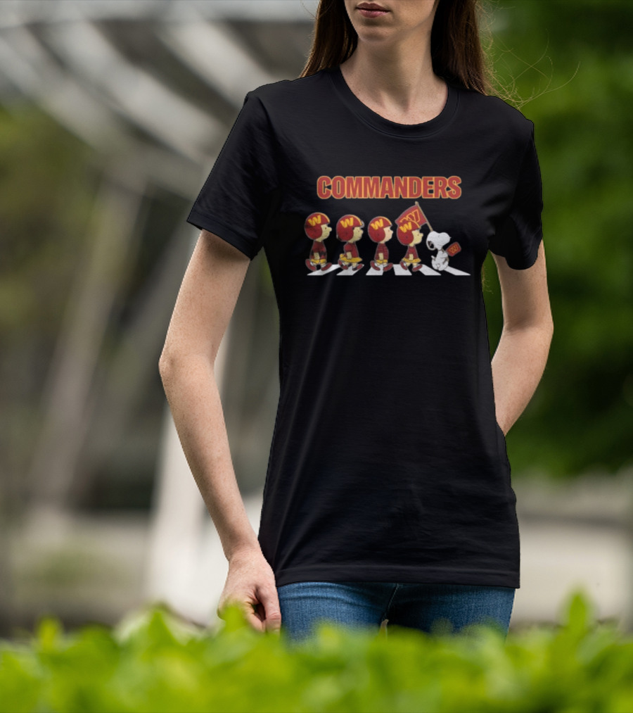 Peanuts Characters Marching On Abbey Road With Washington Commanders T-Shirt