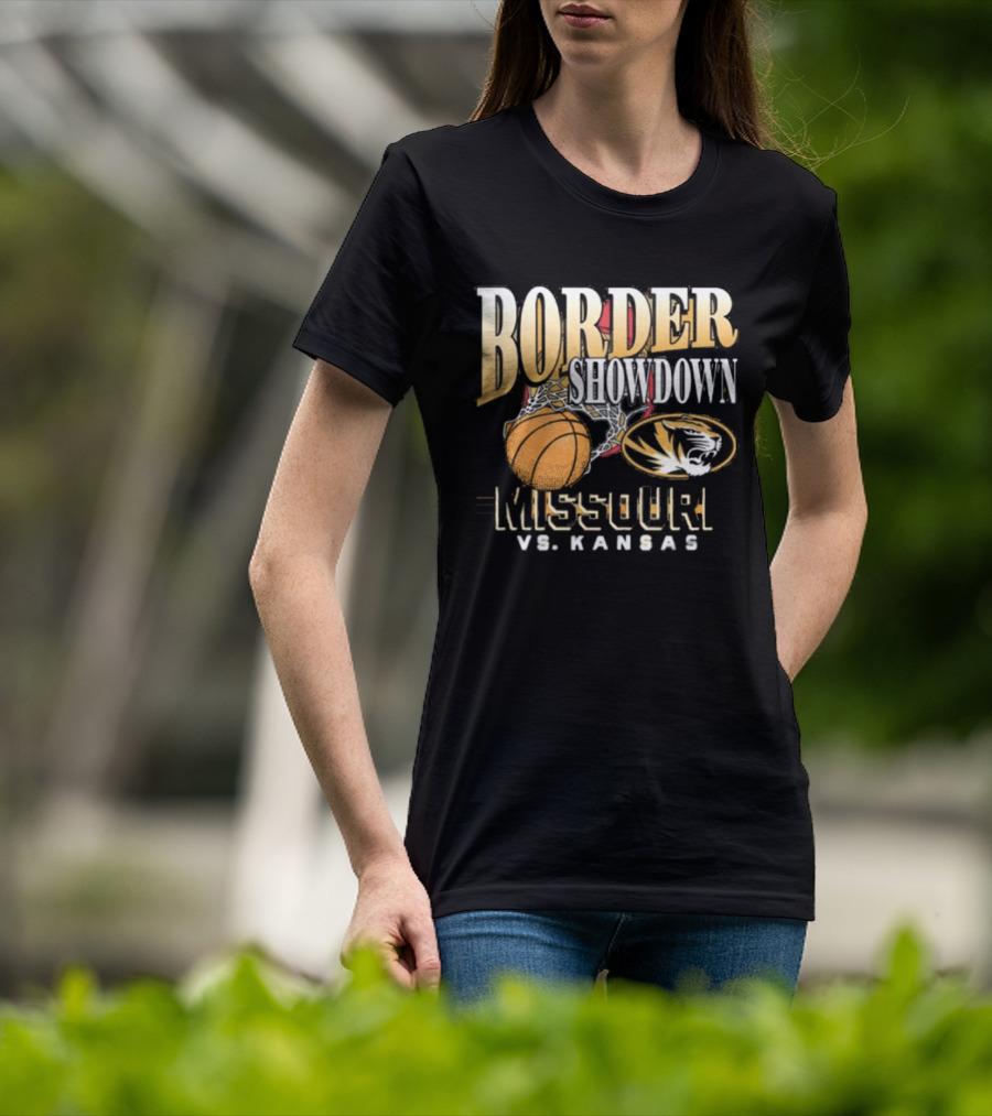 Border Showdown Missouri Tigers Vs Kansas Basketball 2025 T-Shirt