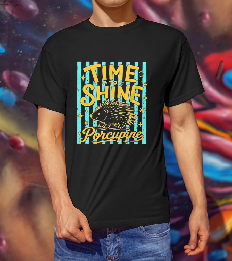 Time To Shine Porcupine Bright Animal Nature T-Shirt