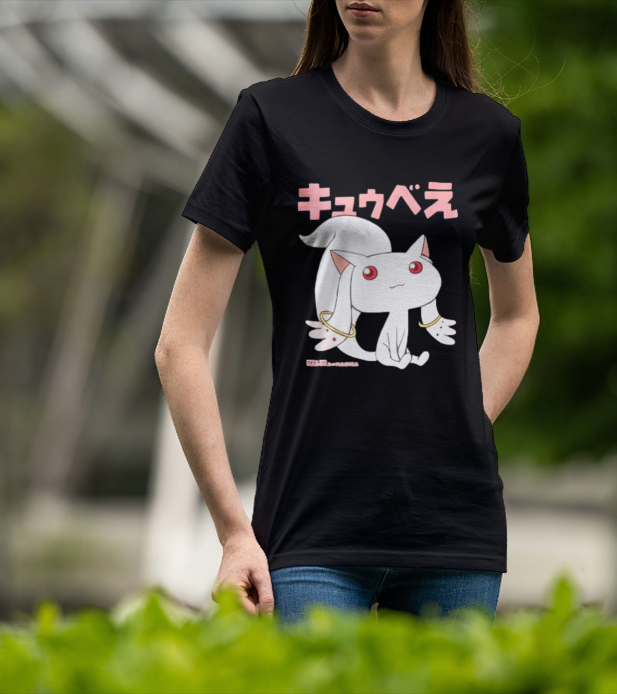 Puella Magi Madoka Magica Kyubey Anime Character Red Eyes T-Shirt