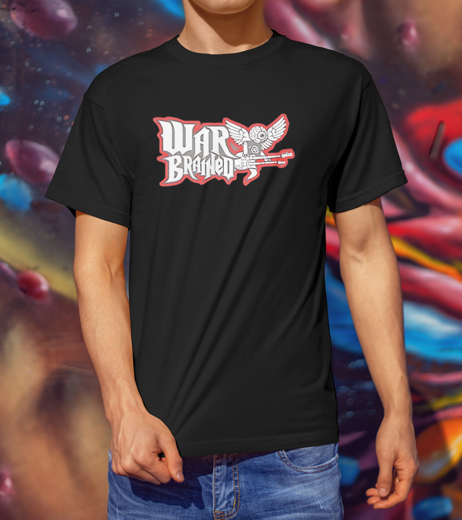 Quannic War Brained Alternative Rock Indie Music Winged Guitar Brain T-Shirt