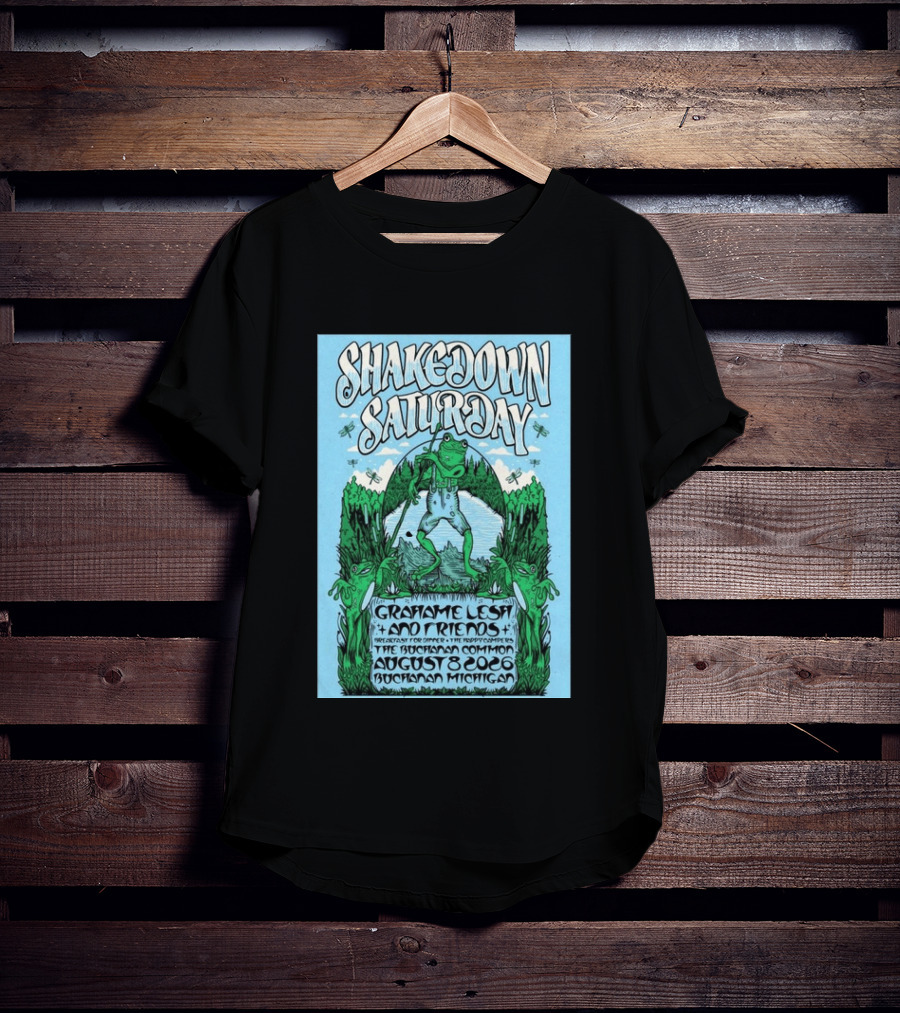 Grahame Lesh Shakedown Saturday August 8 2026 Buchanan Michigan Frog Art Trees Grahame Lesh And Friends Breakfast For Dinner Live Music Event T-Shirt
