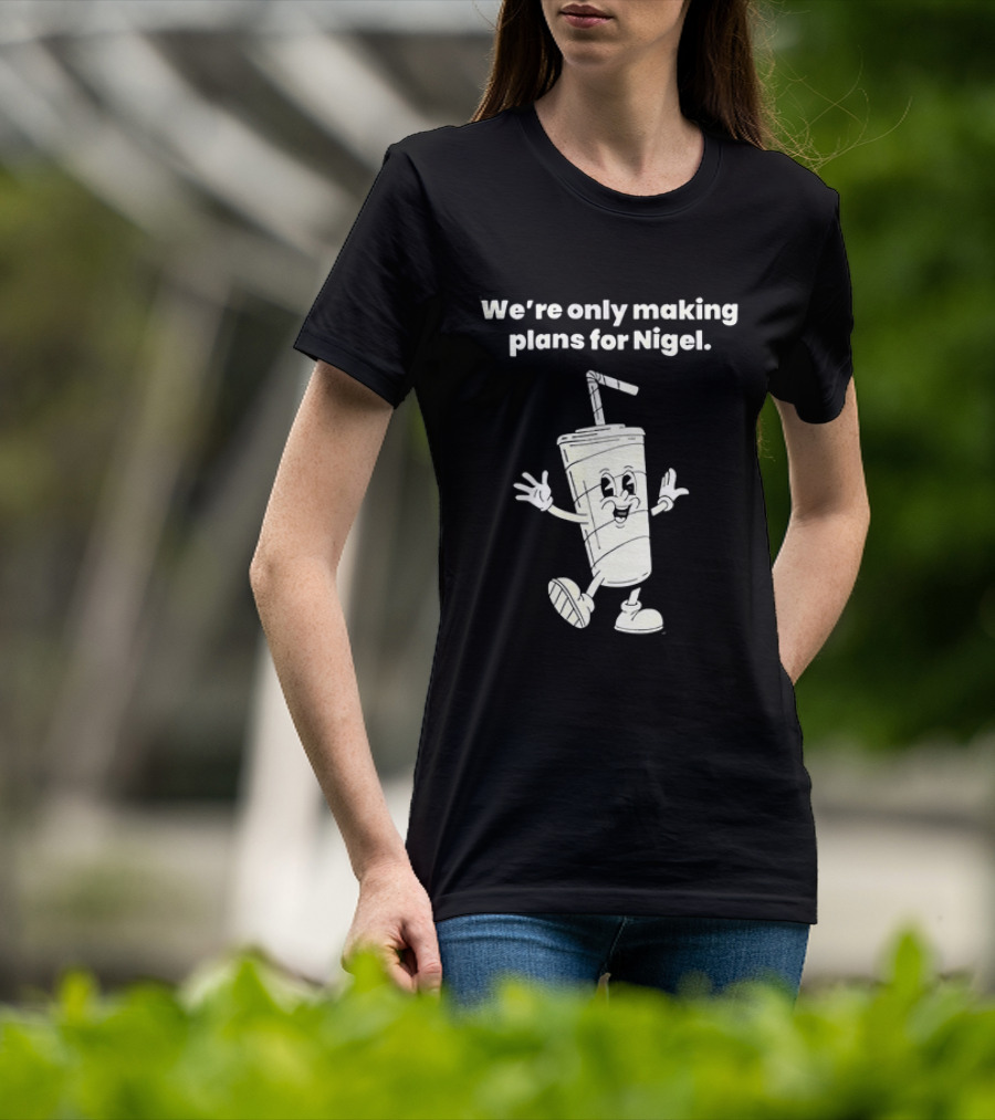 We're Only Making Plans For Nigel XTC 80s Music Cartoon Cup T-Shirt