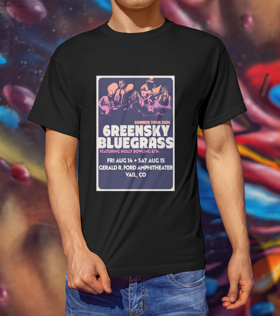 Greensky Bluegrass Summer Tour 2026 Vail CO Featuring Holly Bowling Aug 14 15 Gerald R Ford Amphitheater T-Shirt