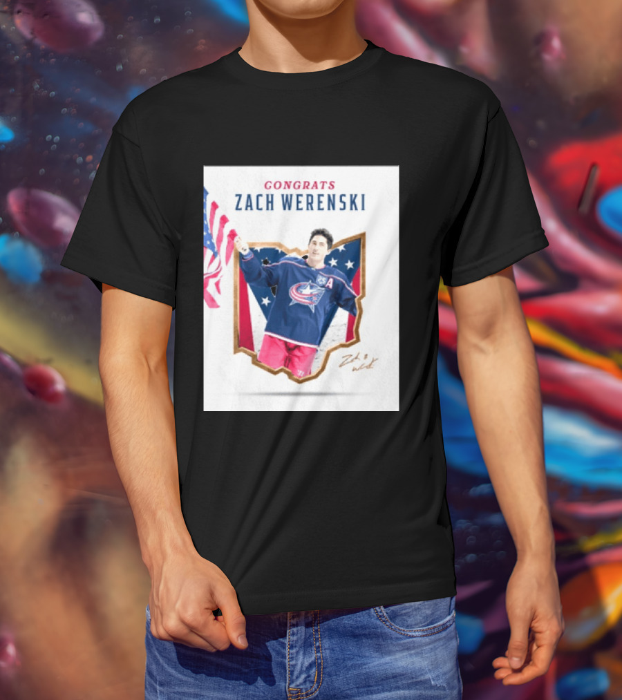 Congrats Zach Werenski USA Columbus Blue Jackets Hockey Celebration T-Shirt