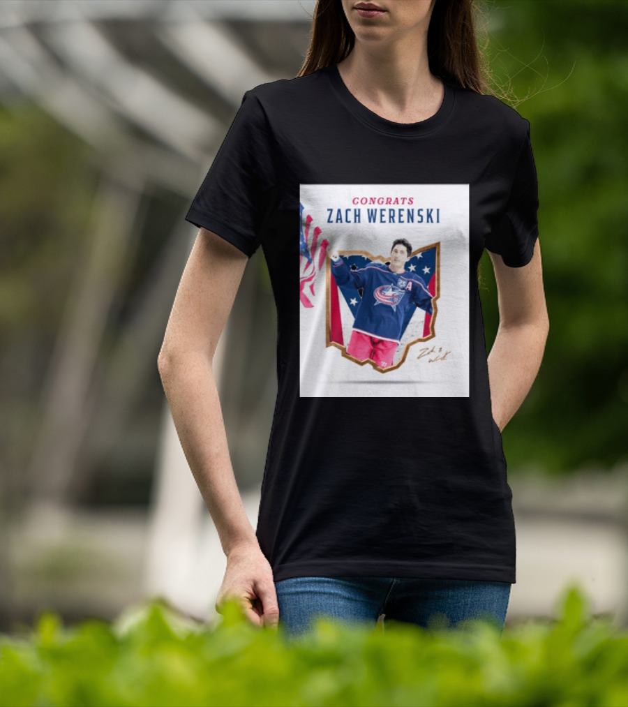 Congrats Zach Werenski USA Columbus Blue Jackets Hockey Celebration T-Shirt