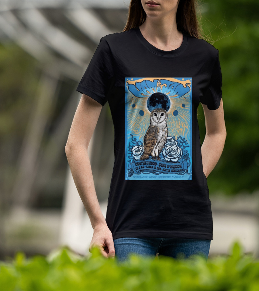 HamJam Festival August 8 2026 Owl And Roses Brotherhood Sons Of Hudson Long Lot Farm Brewery Chester NY T-Shirt