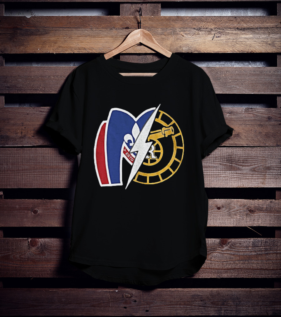 Boston Raiders Montreal Metros Hockey Rivalry Shane Ilya ESTD Fleur De Lis Puck T-Shirt