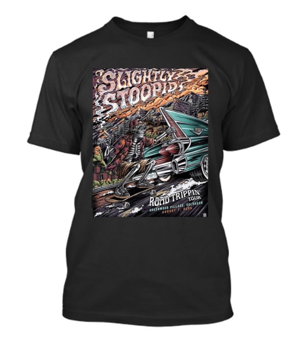 Slightly Stoopid Road Trippin Tour Greenwood Village Colorado August 7 2026 Fiddler's Green Amphitheatre T-Shirt