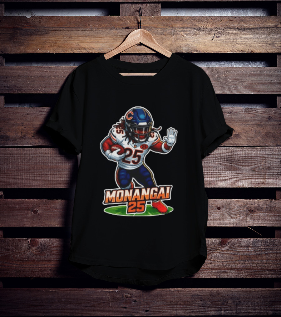 Chicago Bears Kyle Monangai Cartoon Caricature Football Player 25 T-Shirt