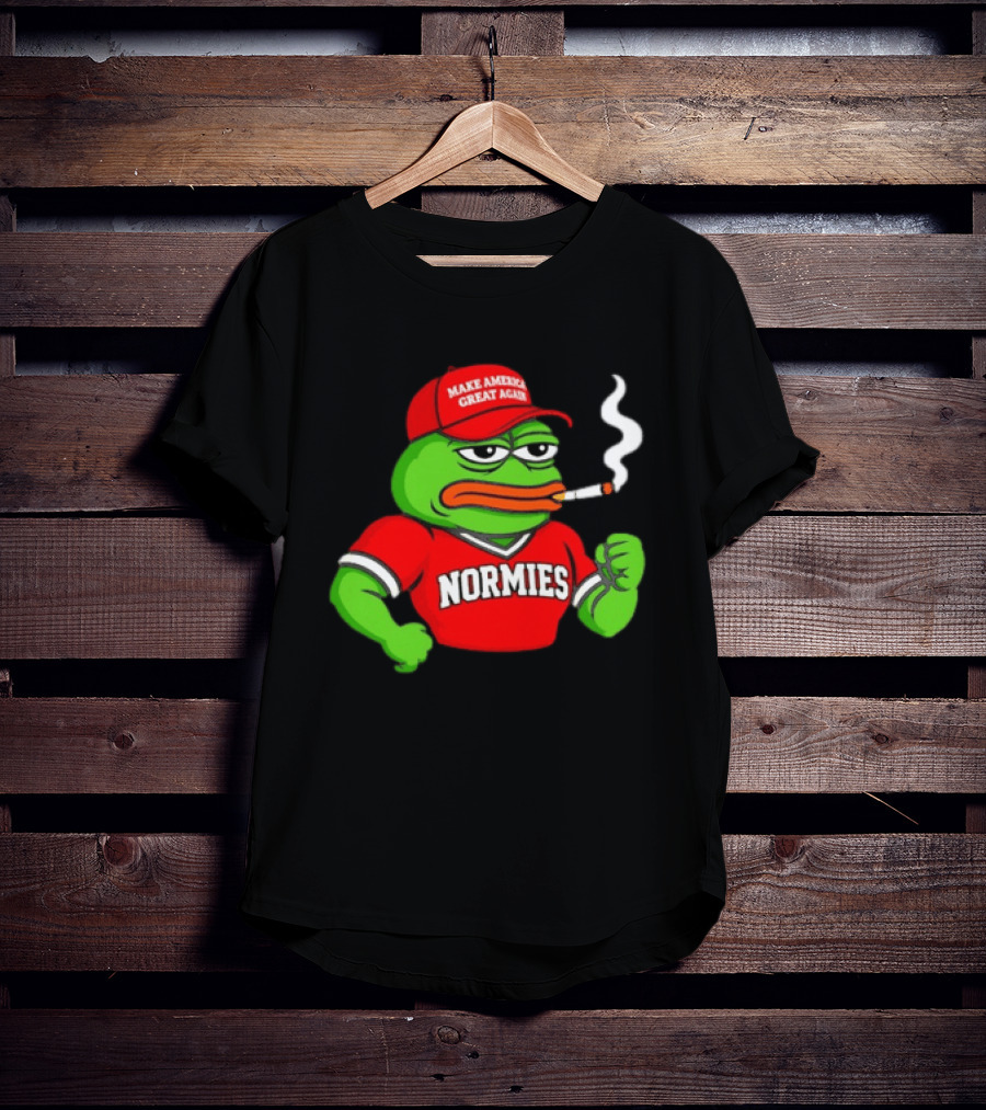 Pepe The Frog Smoking Wearing Normies Make America Great Again Red Hat T-Shirt