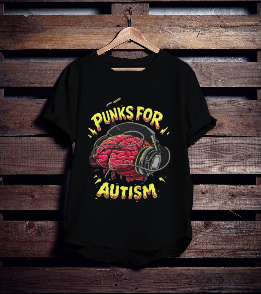 Punks For Autism Brain Headphones T-Shirt