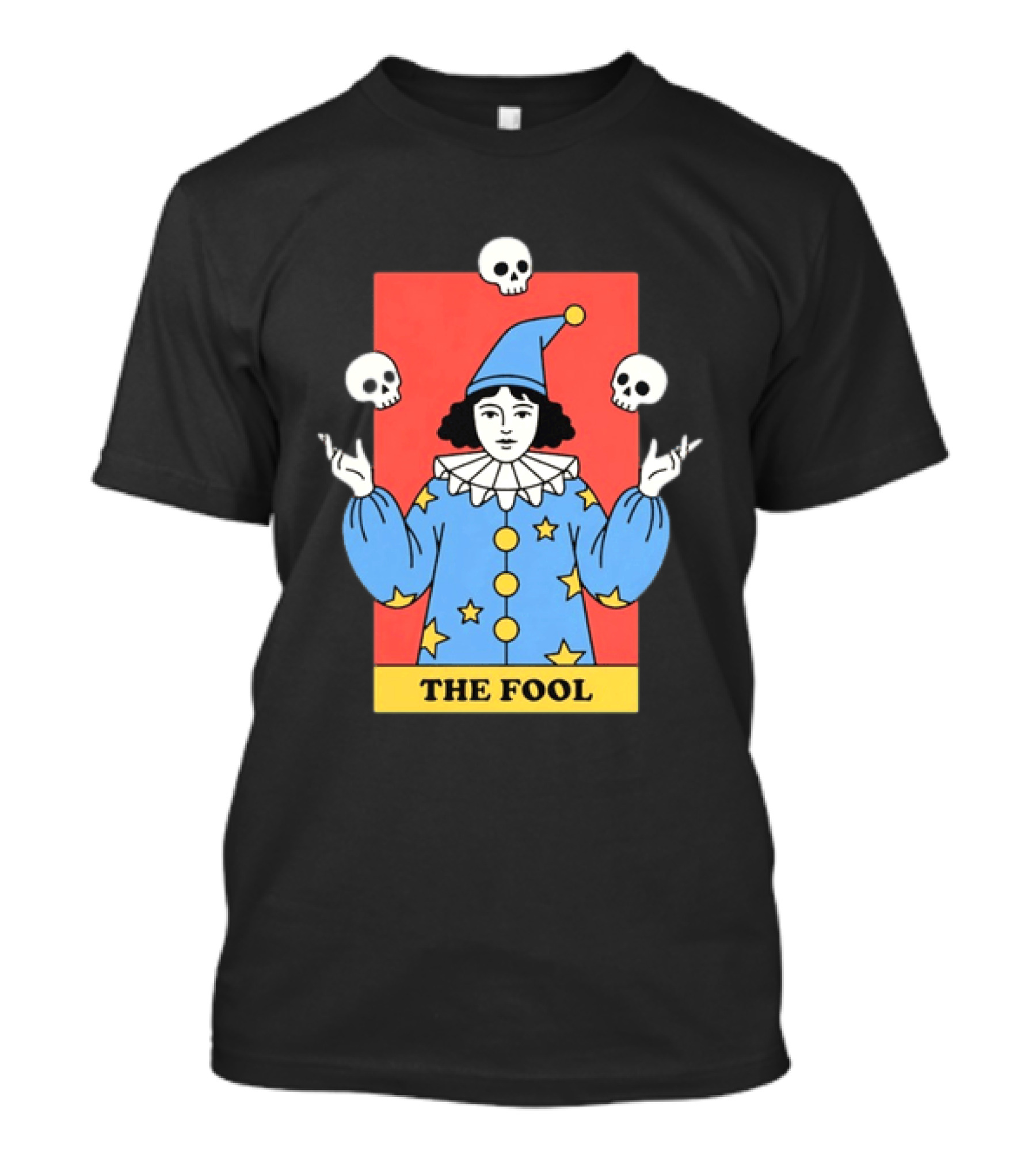 The Fool Tarot Card Jester Juggling Skulls Occult T-Shirt