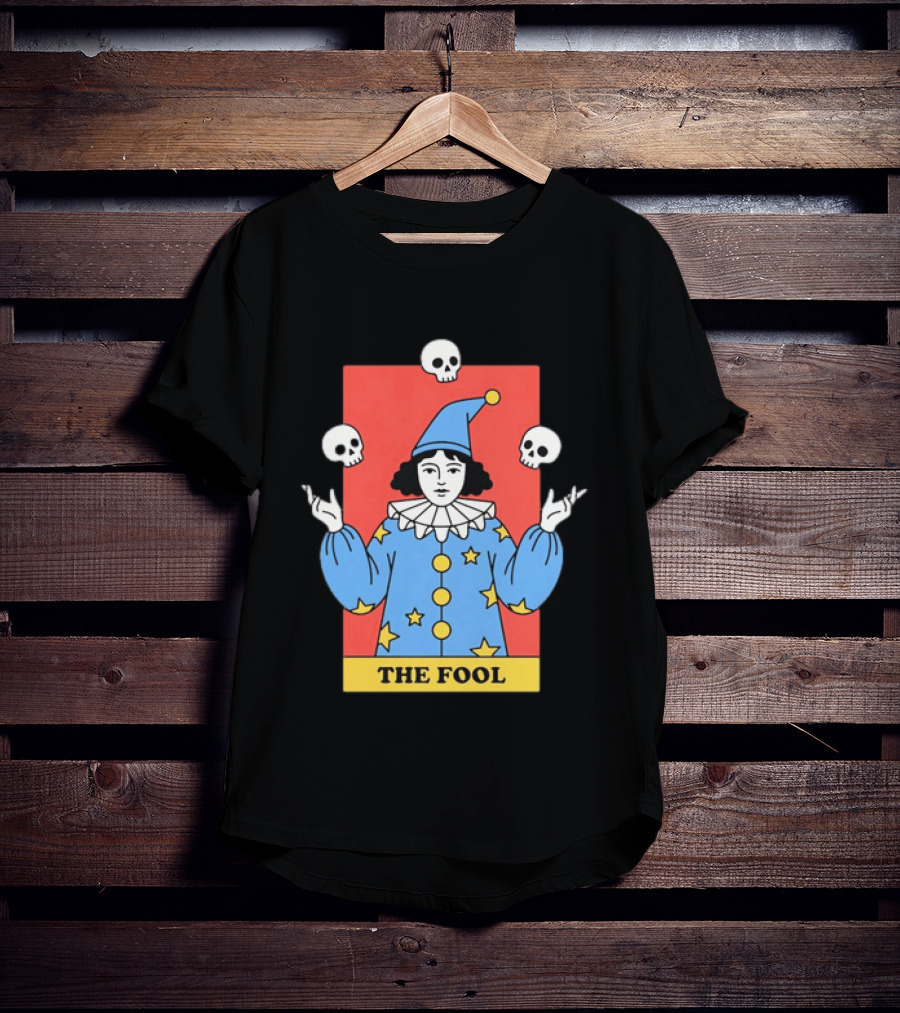 The Fool Tarot Card Jester Juggling Skulls Occult T-Shirt