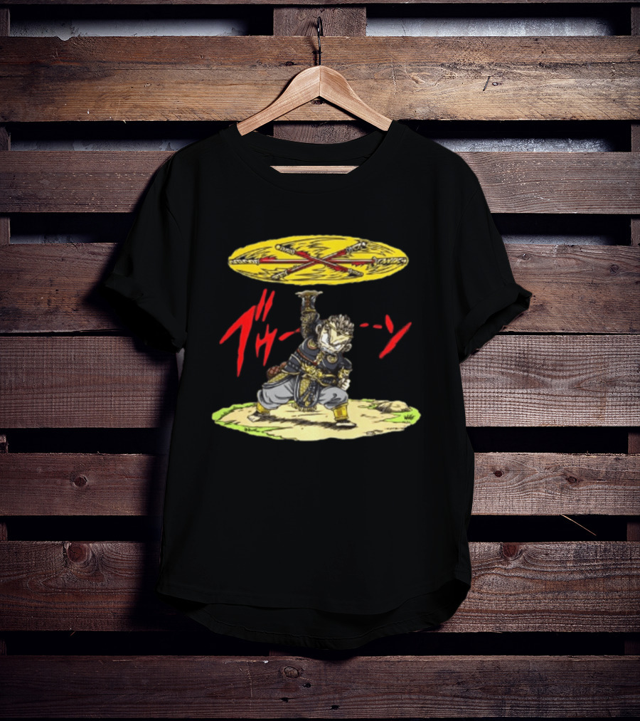 Ton Wukong Rotate The Stick Yellow Red Cartoon T-Shirt