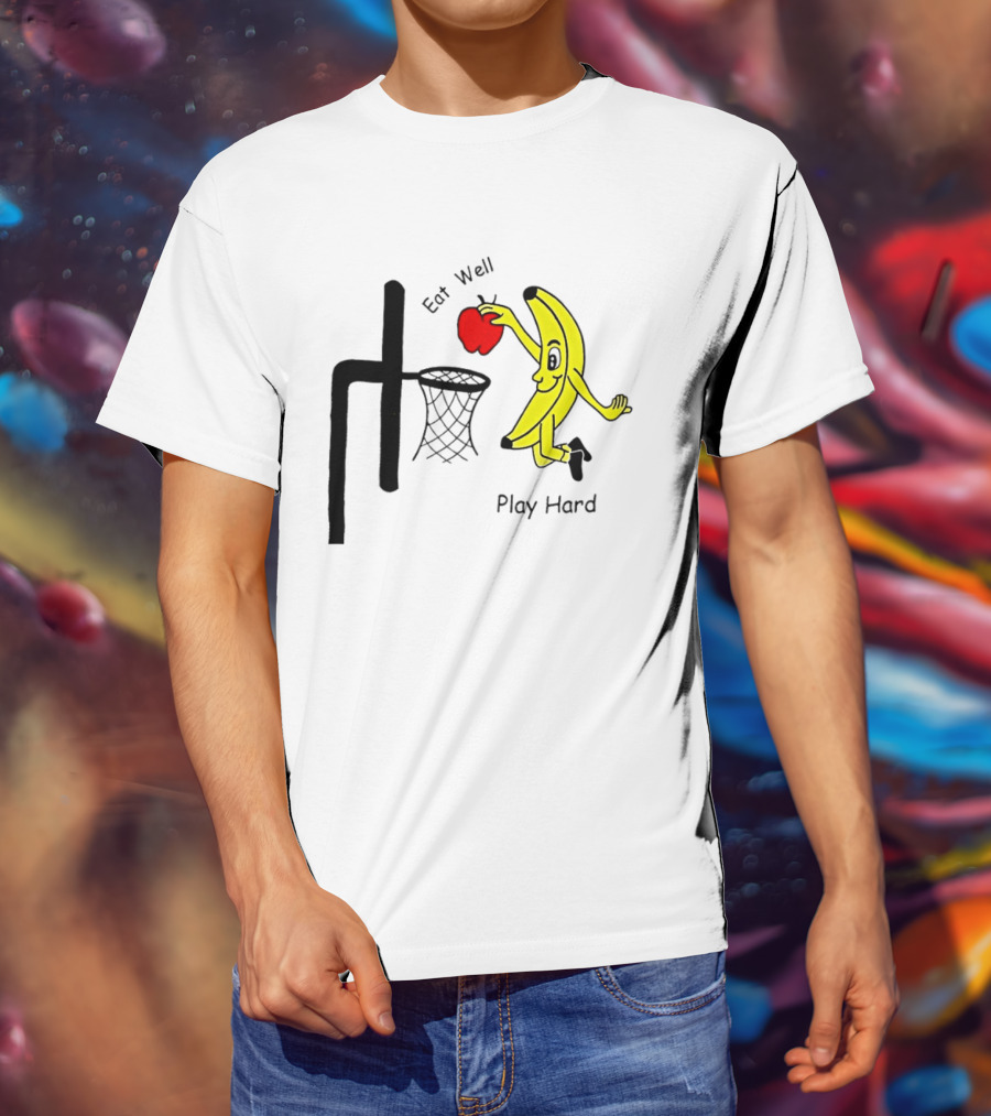 Banana Squad Basketball Eat Well Play Hard Dunking Apple T-Shirt