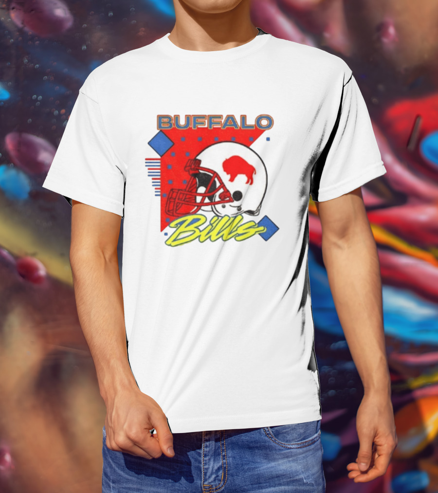 Buffalo Bills Football Helmet Retro 90s T-Shirt