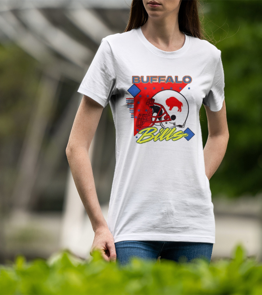 Buffalo Bills Football Helmet Retro 90s T-Shirt