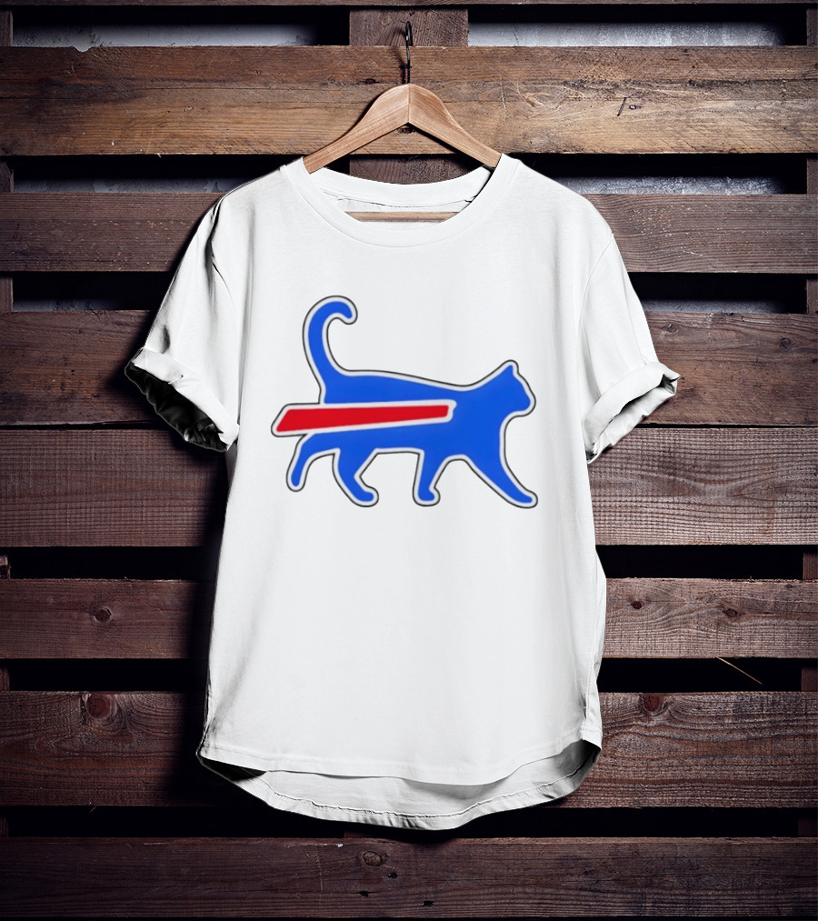 Buffalo Bills Cat Logo Parody Red And Blue T-Shirt