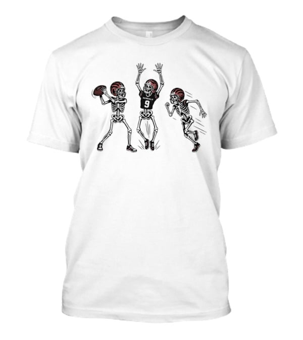 Joe Burrow Number 9 Cincinnati Bengals Skeleton Football Players T-Shirt