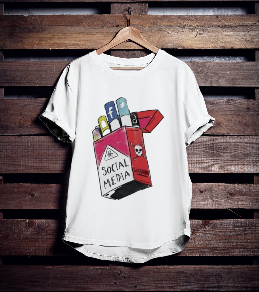 Social Media Warning Cigarette Pack With Iconic Apps T-Shirt