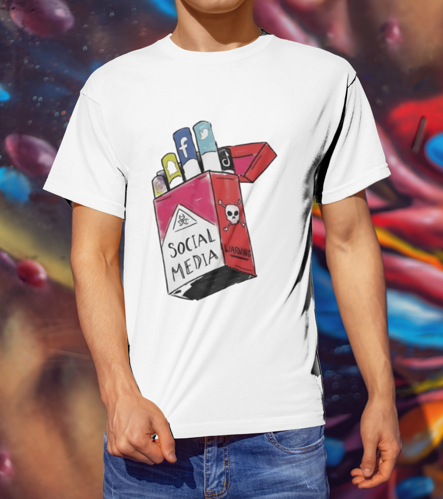 Social Media Warning Cigarette Pack With Iconic Apps T-Shirt