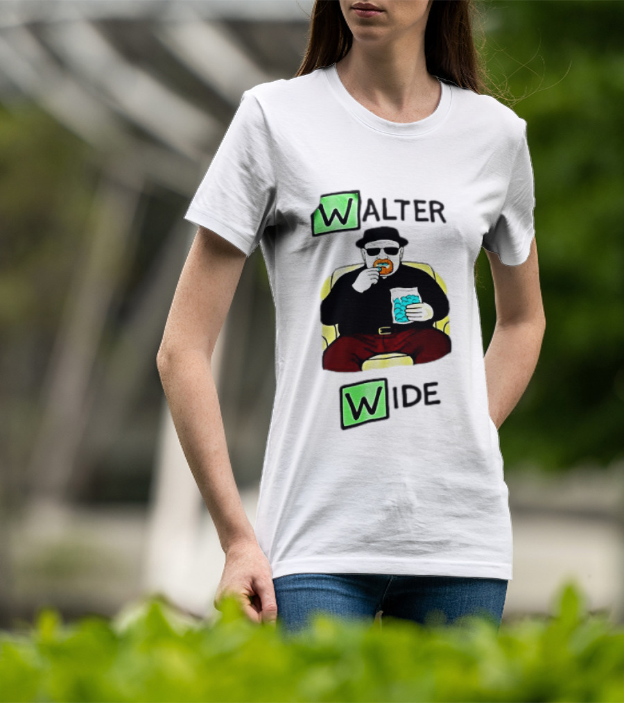 Walter Wide Breaking Bad Parody Green Letters Sitting Eating Blue Candy T-Shirt