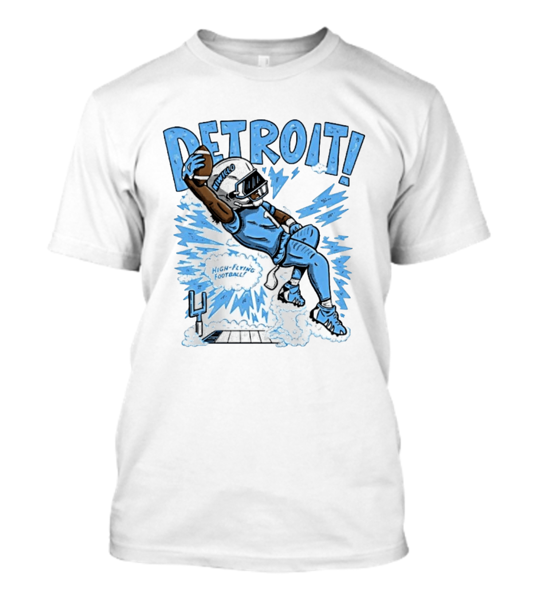 Detroit Lions High Flying Football Dynamic Catch Comic T-Shirt