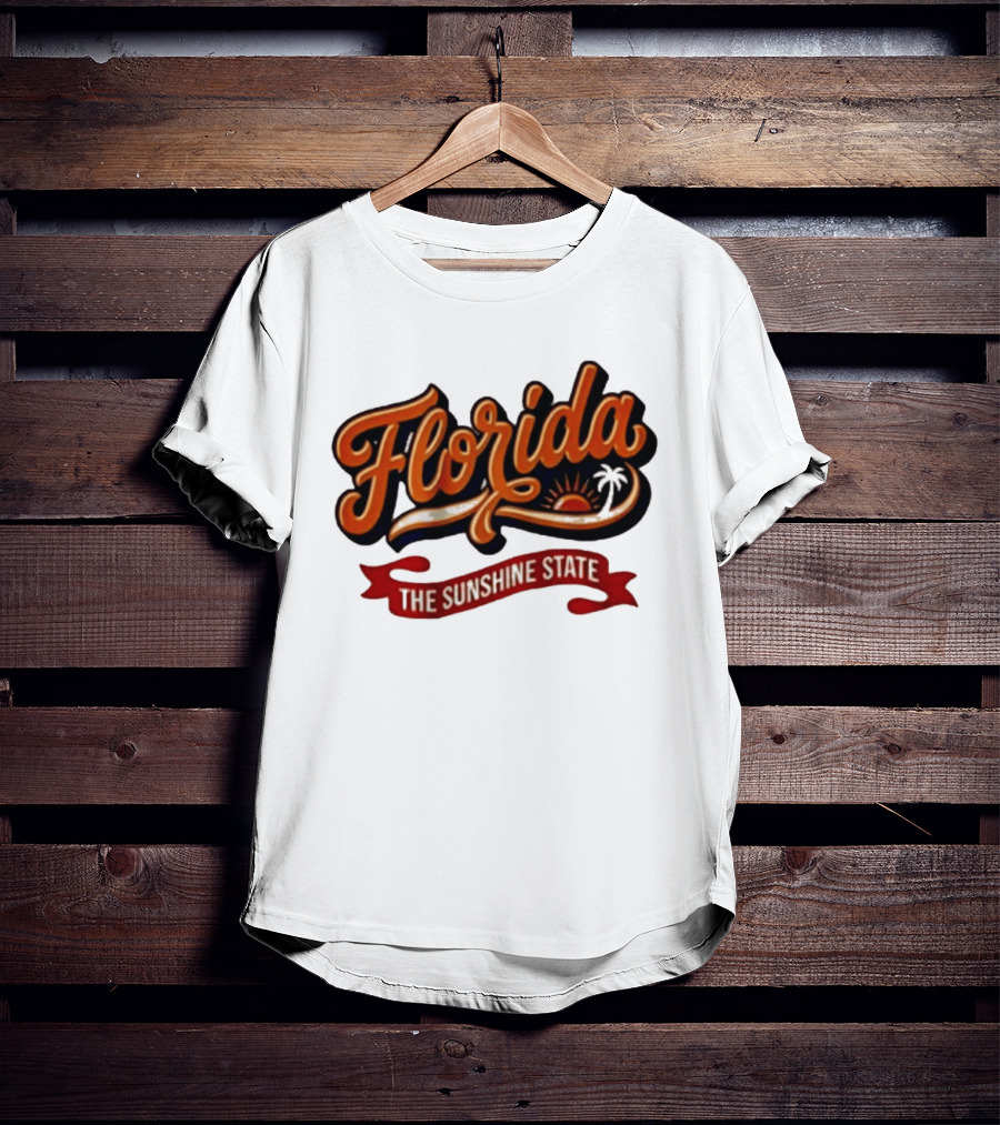Florida The Sunshine State Sunset Palm Tree Vintage Look T-Shirt
