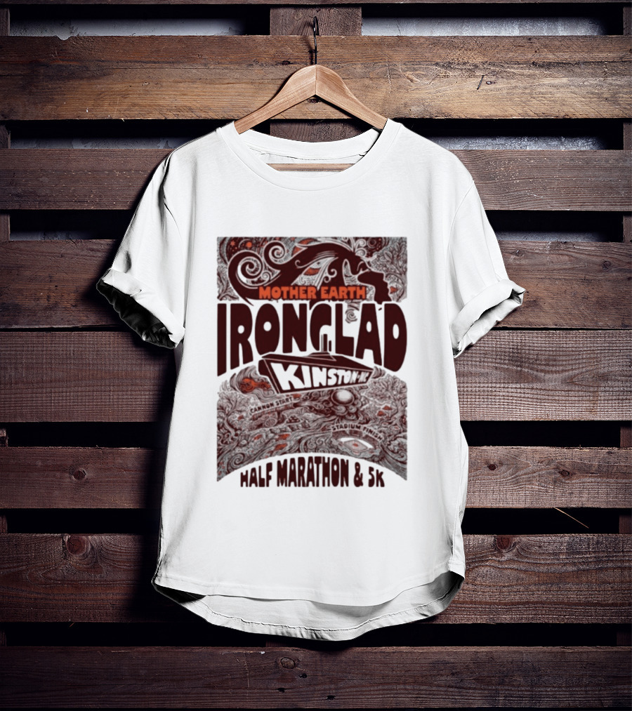 Mother Earth Ironclad Kinston Half Marathon 5K Cannon Start Stadium Finish T-Shirt