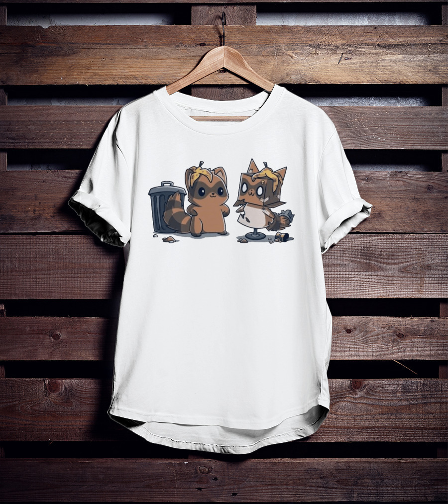 Get Crafty Raccoon Cardboard Box Costume With Trash Can Creativity T-Shirt