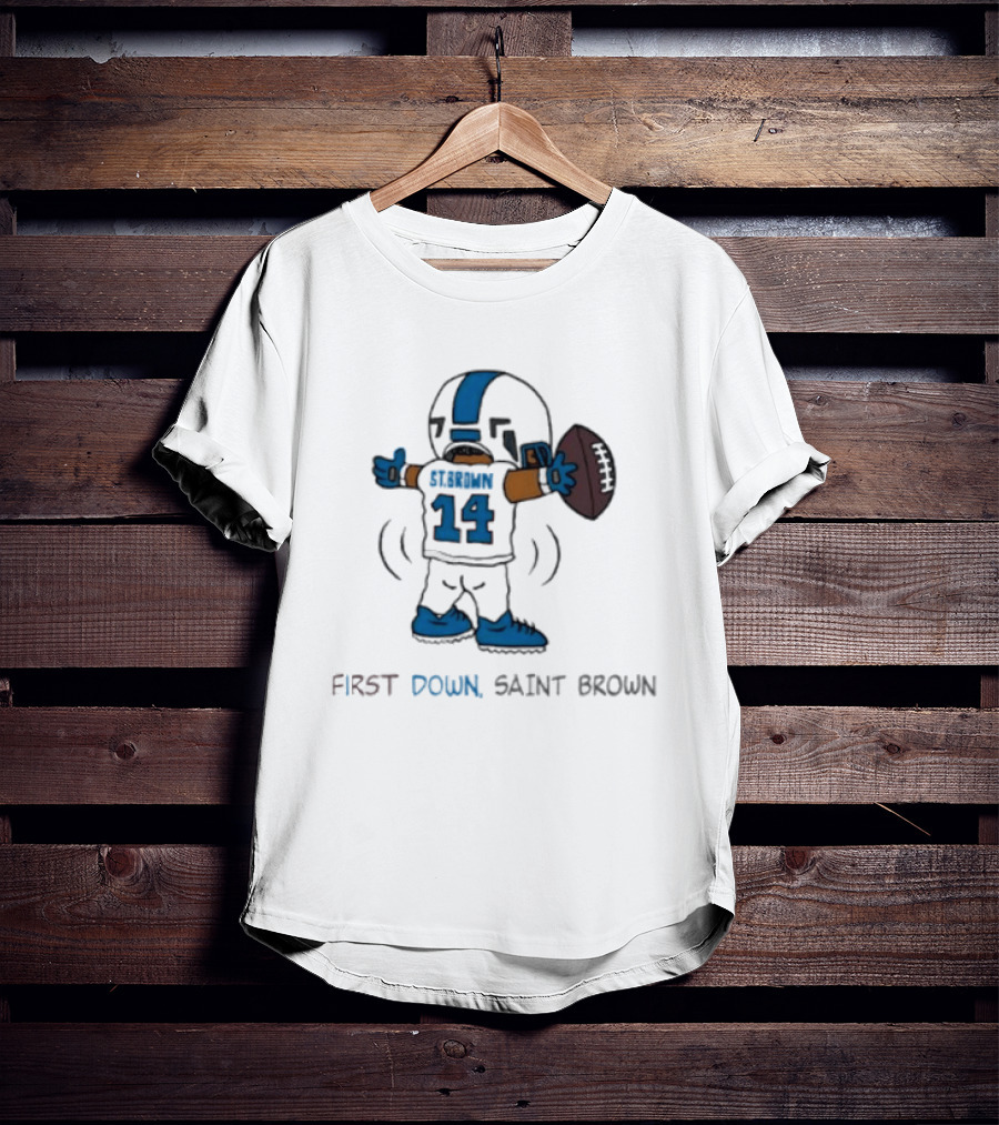 Trending Detroit Lions First Down Saint Brown 14 T-Shirt