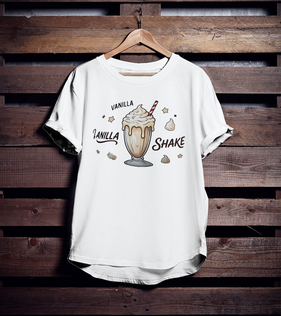 Vanilla Shake Dessert Sweet Treat Milkshake Star Accents Whipped Cream Glass T-Shirt