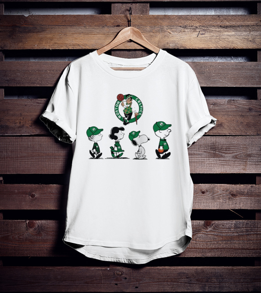 Peanuts Characters Boston Celtics Basketball Sports T-Shirt