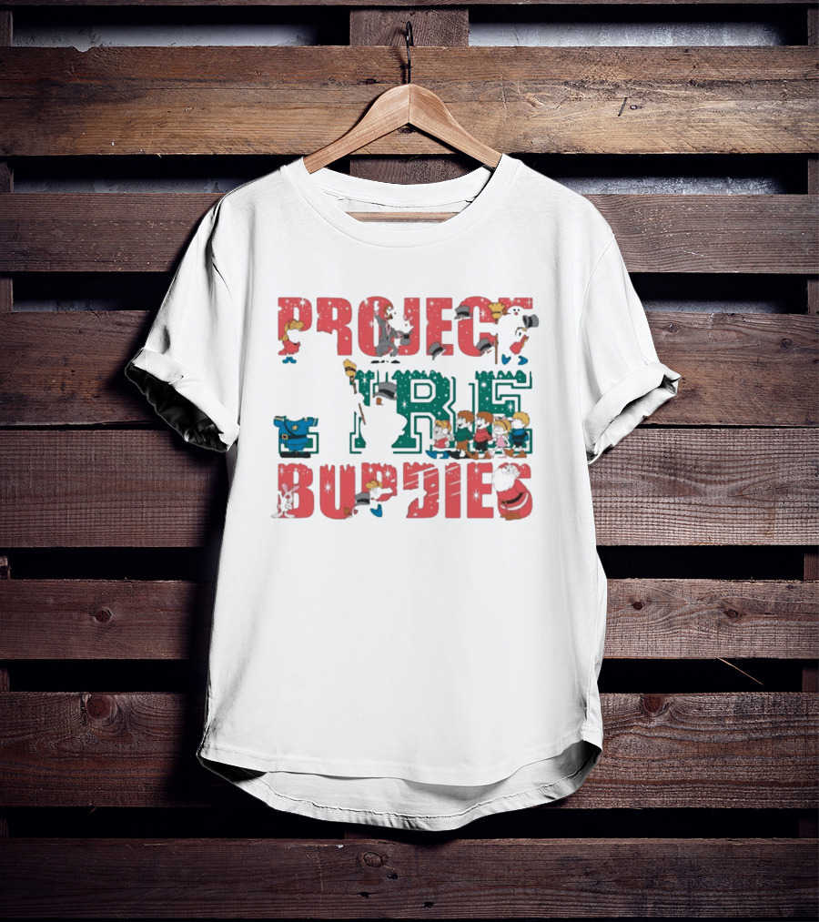 Project Fire Buddies Christmas Animated Characters And Santa Claus T-Shirt